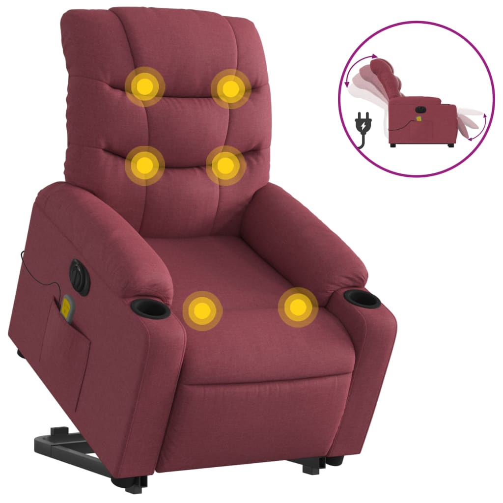 Sta-op-massagestoel elektrisch verstelbaar stof wijnrood is nu te koop bij PeponiXL, paradijselijk wonen!