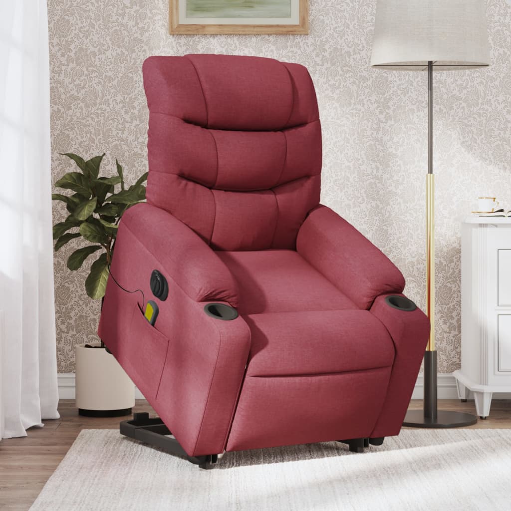 Sta-op-massagestoel elektrisch verstelbaar stof wijnrood is nu te koop bij PeponiXL, paradijselijk wonen!