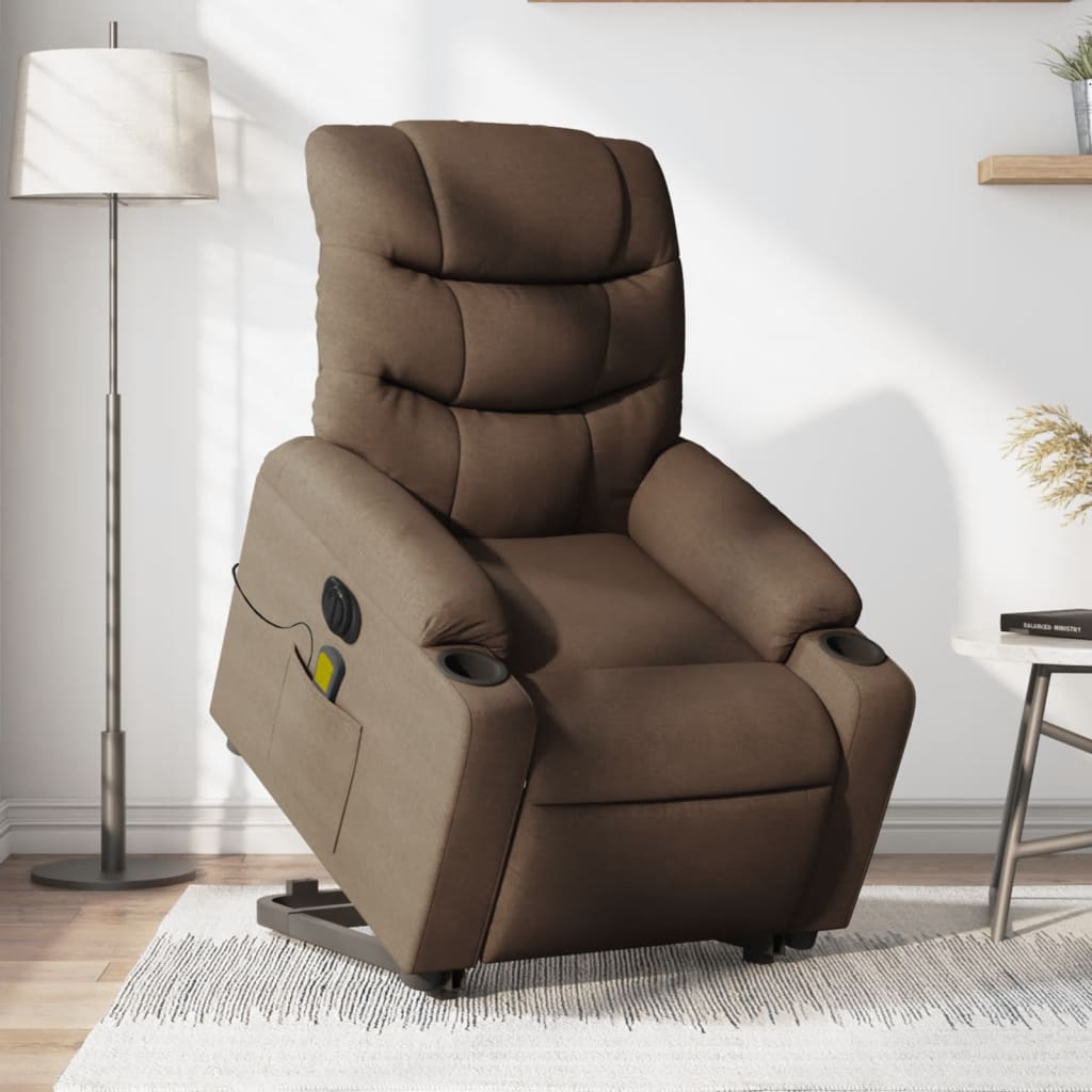 Sta-op-massagestoel elektrisch verstelbaar stof bruin is nu te koop bij PeponiXL, paradijselijk wonen!