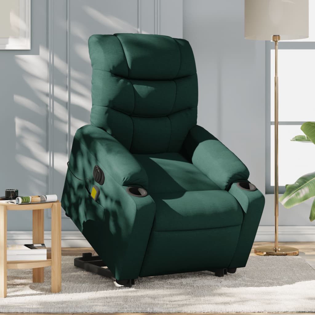 Sta-op-massagestoel elektrisch verstelbaar stof donkergroen is nu te koop bij PeponiXL, paradijselijk wonen!