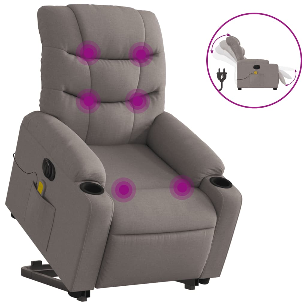 Sta-op-massagestoel elektrisch verstelbaar stof taupe is nu te koop bij PeponiXL, paradijselijk wonen!