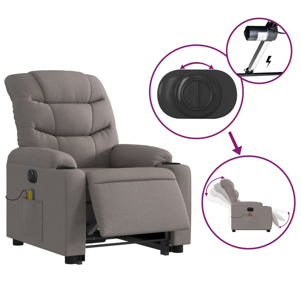 Sta-op-massagestoel elektrisch verstelbaar stof taupe is nu te koop bij PeponiXL, paradijselijk wonen!