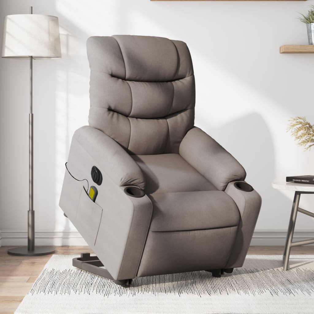Sta-op-massagestoel elektrisch verstelbaar stof taupe is nu te koop bij PeponiXL, paradijselijk wonen!