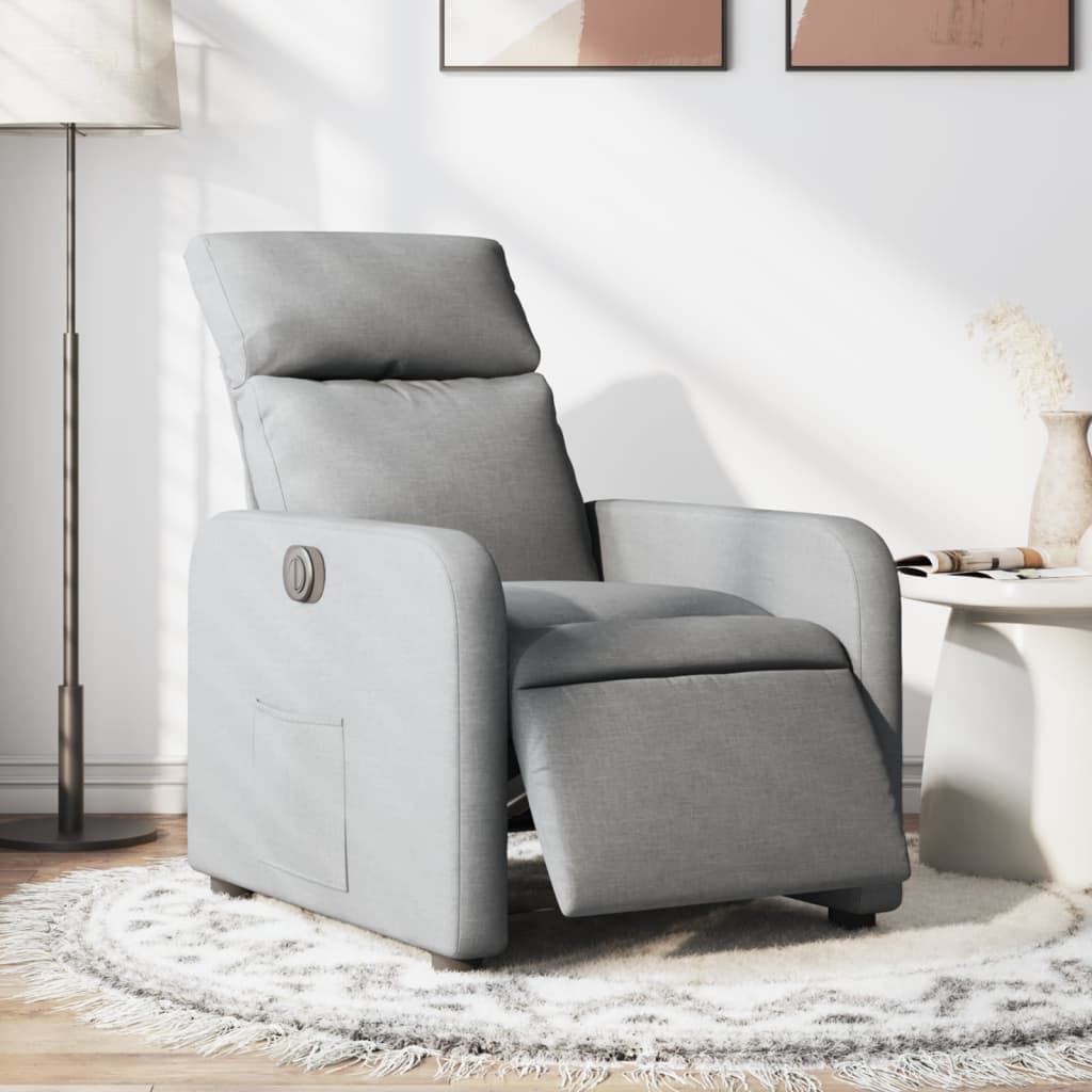 Fauteuil elektrisch verstelbaar stof lichtgrijs is nu te koop bij PeponiXL, paradijselijk wonen!