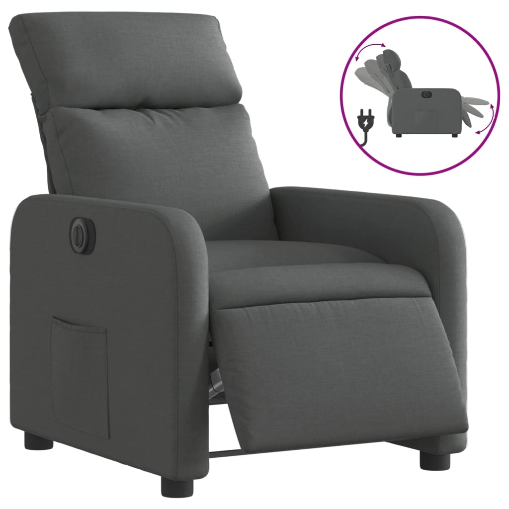 Fauteuil elektrisch verstelbaar stof donkergrijs is nu te koop bij PeponiXL, paradijselijk wonen!