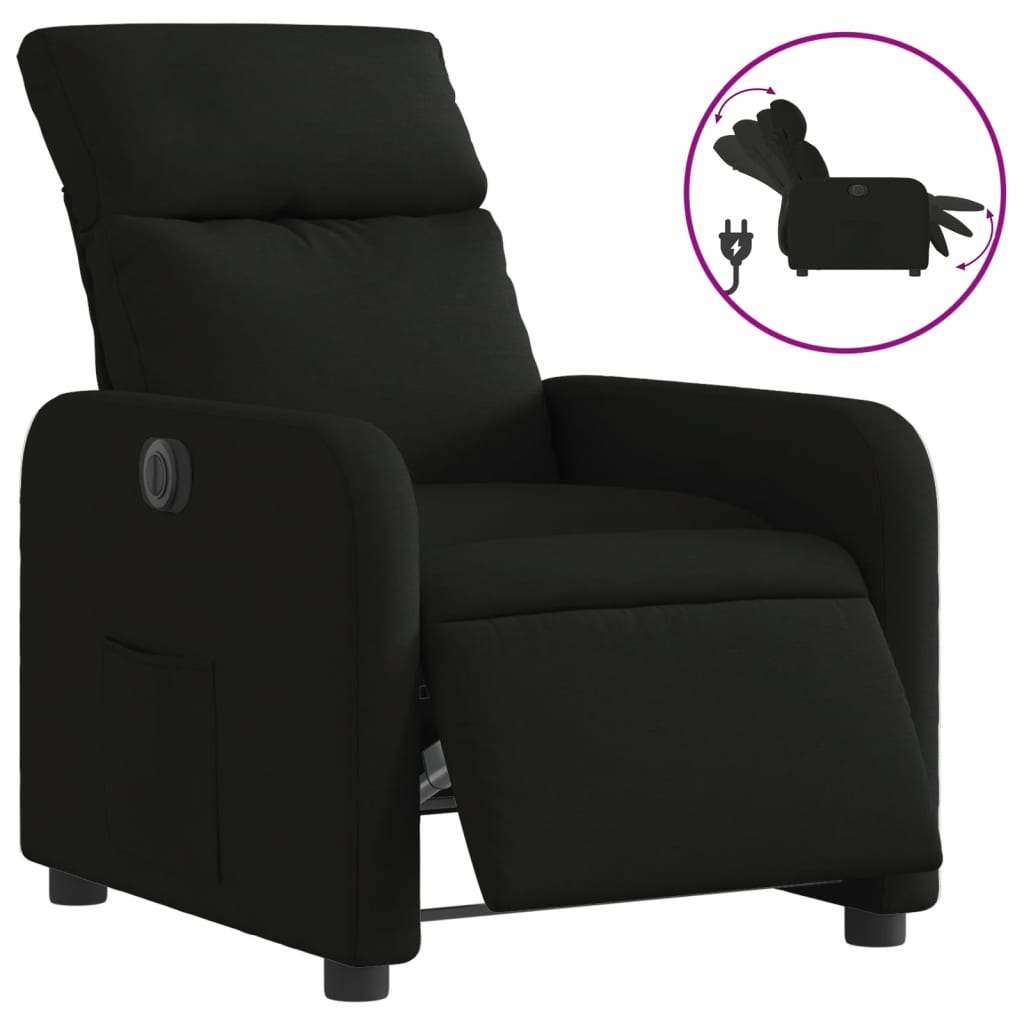 Fauteuil verstelbaar elektrisch stof zwart is nu te koop bij PeponiXL, paradijselijk wonen!