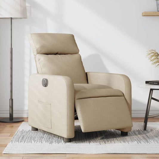 Fauteuil verstelbaar elektrisch stof crèmekleurig is nu te koop bij PeponiXL, paradijselijk wonen!