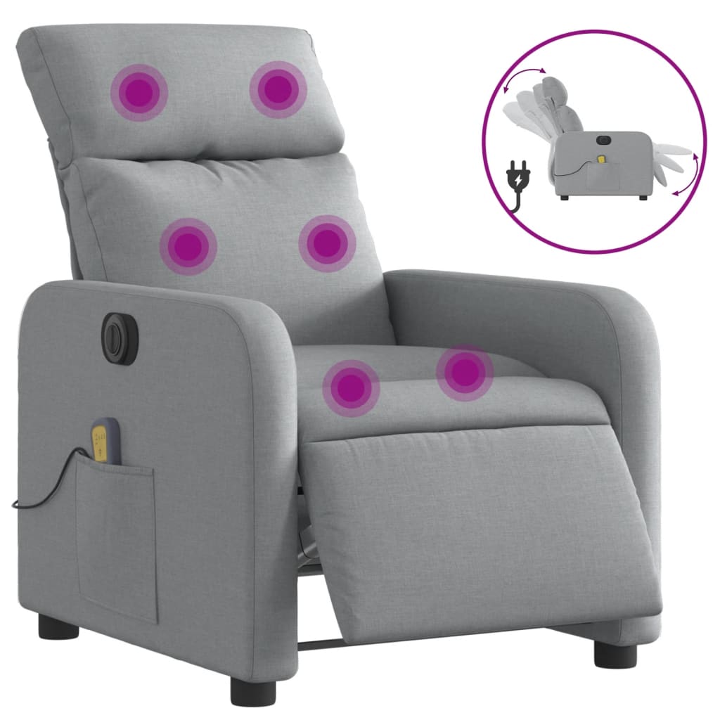 Massagestoel elektrisch verstelbaar stof lichtgrijs is nu te koop bij PeponiXL, paradijselijk wonen!