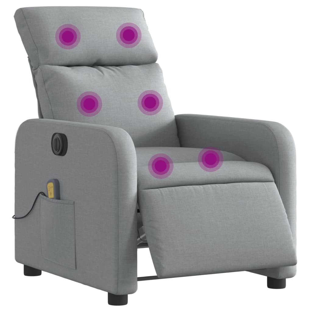 Massagestoel elektrisch verstelbaar stof lichtgrijs is nu te koop bij PeponiXL, paradijselijk wonen!