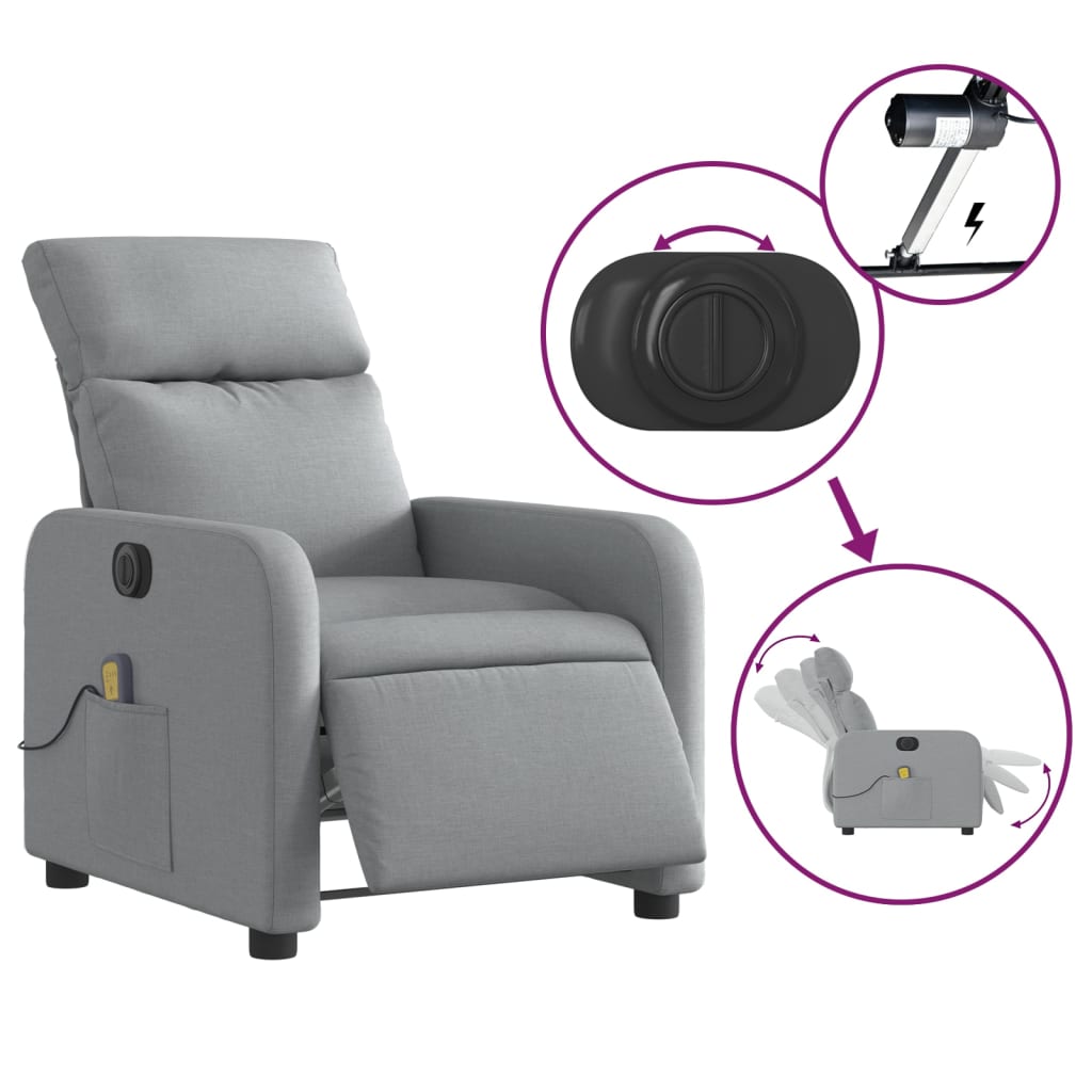 Massagestoel elektrisch verstelbaar stof lichtgrijs is nu te koop bij PeponiXL, paradijselijk wonen!