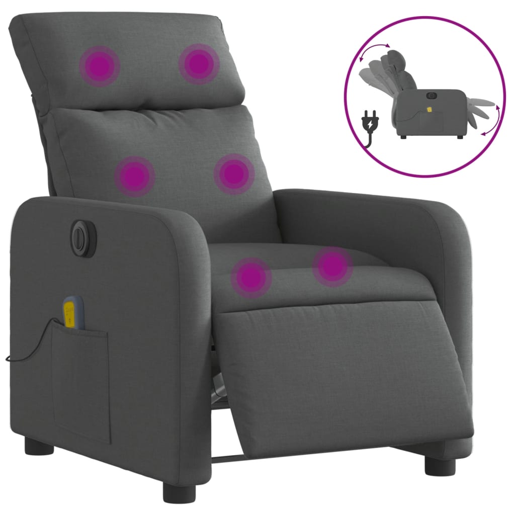 Massagestoel elektrisch verstelbaar stof donkergrijs is nu te koop bij PeponiXL, paradijselijk wonen!