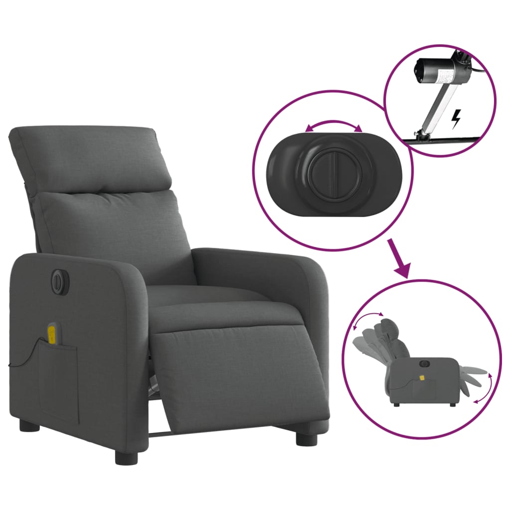 Massagestoel elektrisch verstelbaar stof donkergrijs is nu te koop bij PeponiXL, paradijselijk wonen!