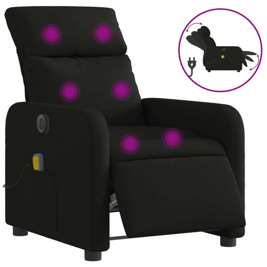 Massagestoel elektrisch verstelbaar stof zwart is nu te koop bij PeponiXL, paradijselijk wonen!