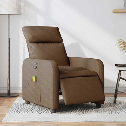 Massagestoel elektrisch verstelbaar stof bruin is nu te koop bij PeponiXL, paradijselijk wonen!