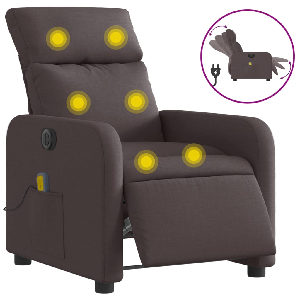 Massagestoel elektrisch verstelbaar stof donkerbruin is nu te koop bij PeponiXL, paradijselijk wonen!