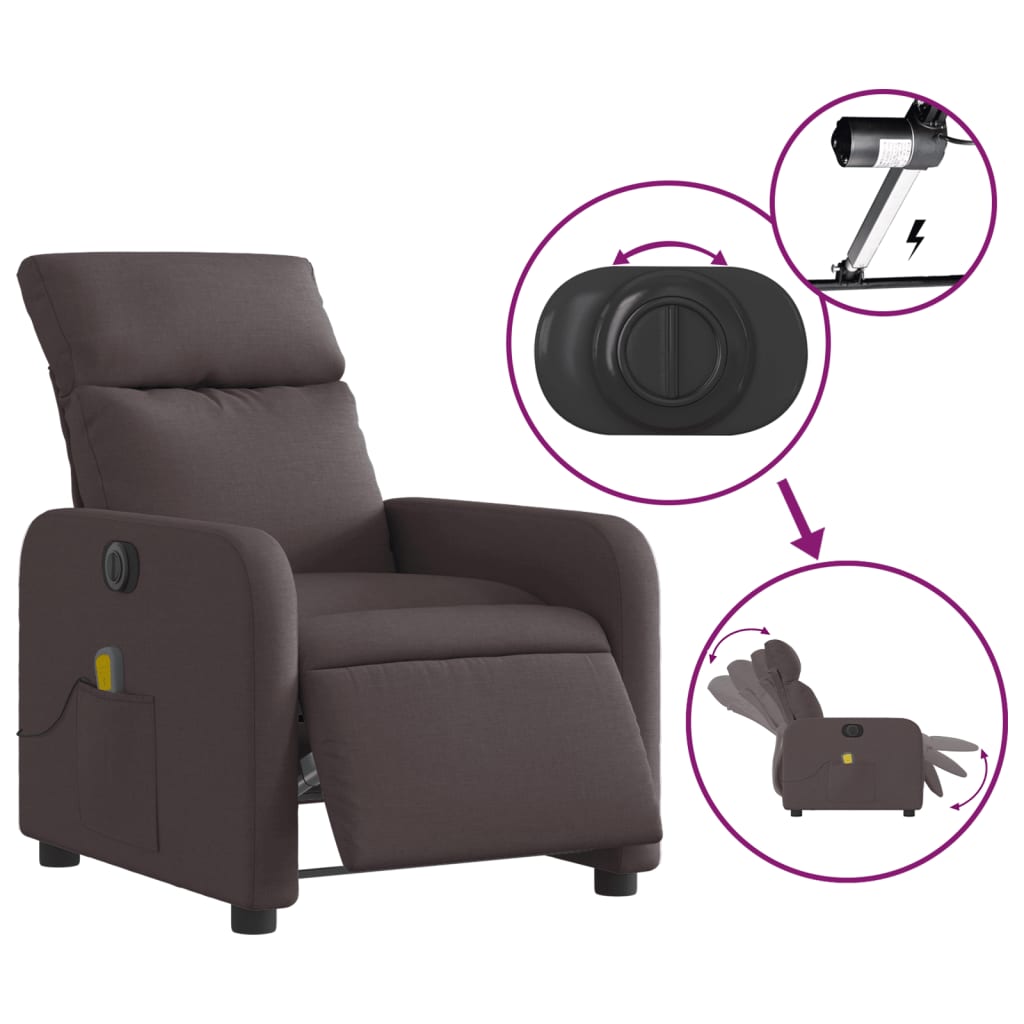 Massagestoel elektrisch verstelbaar stof donkerbruin is nu te koop bij PeponiXL, paradijselijk wonen!