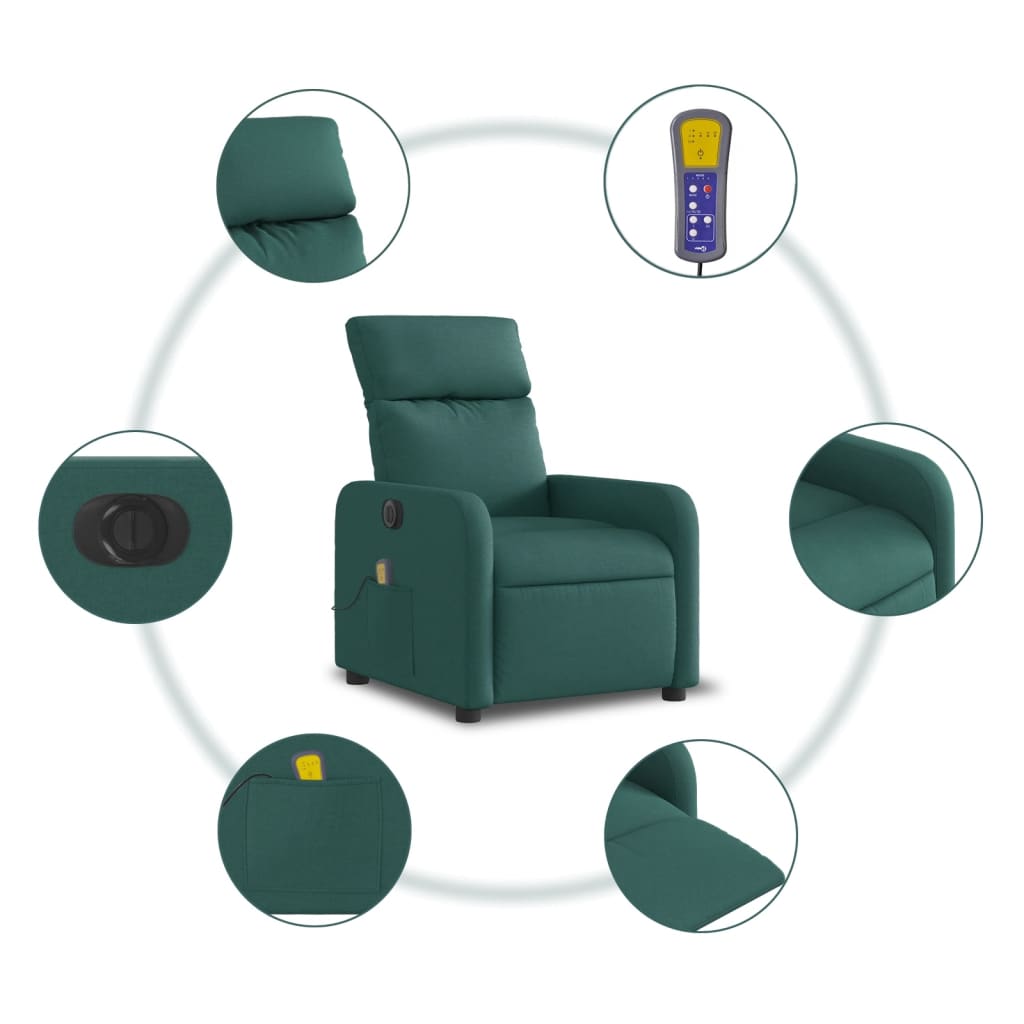 Massagestoel elektrisch verstelbaar stof donkergroen is nu te koop bij PeponiXL, paradijselijk wonen!