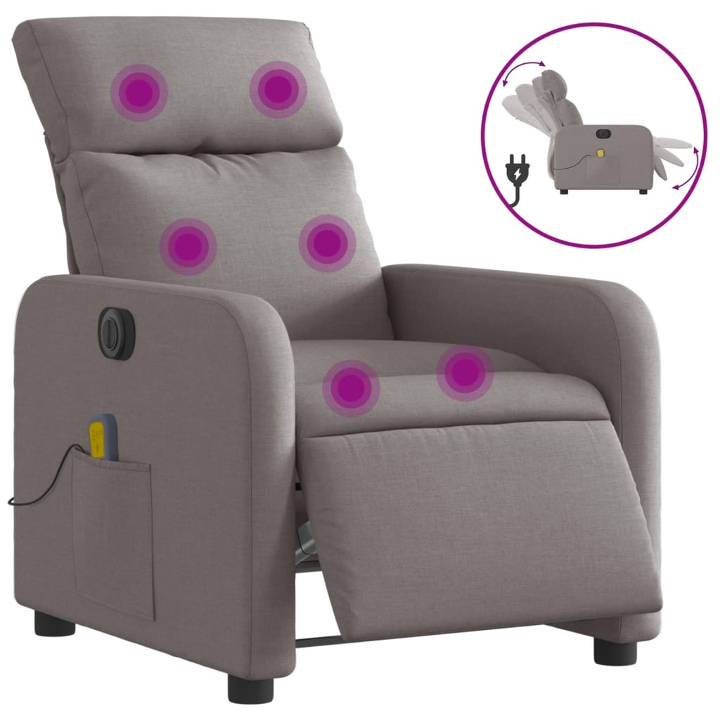 Massagestoel elektrisch verstelbaar stof taupe is nu te koop bij PeponiXL, paradijselijk wonen!