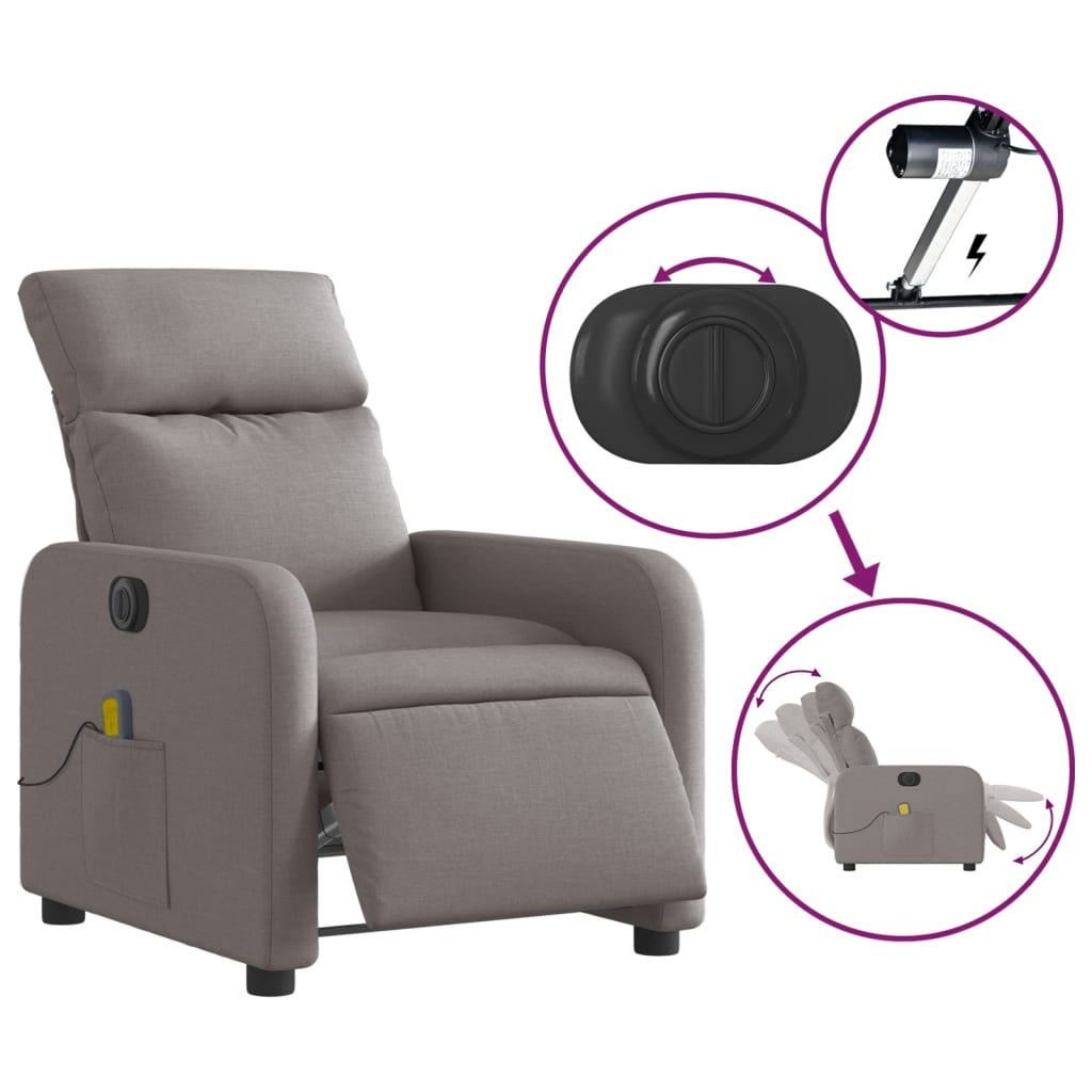 Massagestoel elektrisch verstelbaar stof taupe is nu te koop bij PeponiXL, paradijselijk wonen!