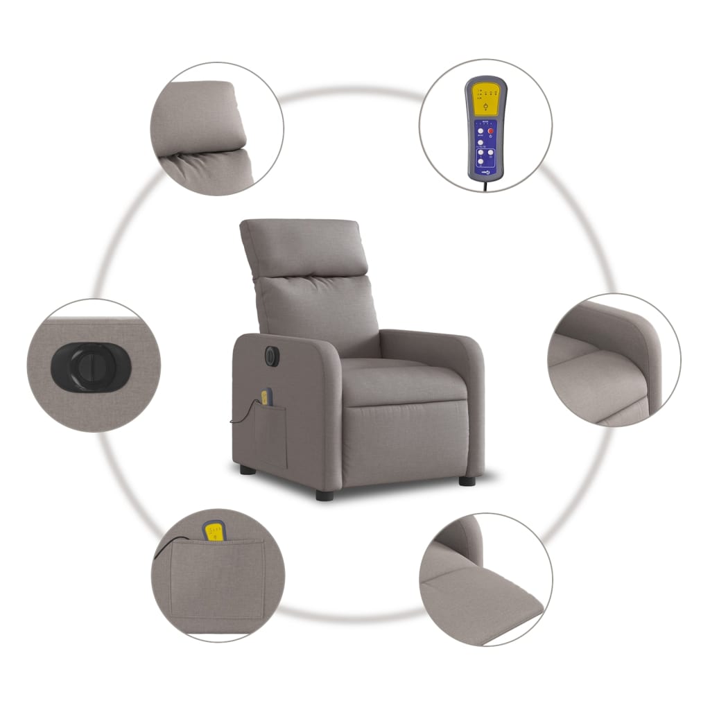 Massagestoel elektrisch verstelbaar stof taupe is nu te koop bij PeponiXL, paradijselijk wonen!
