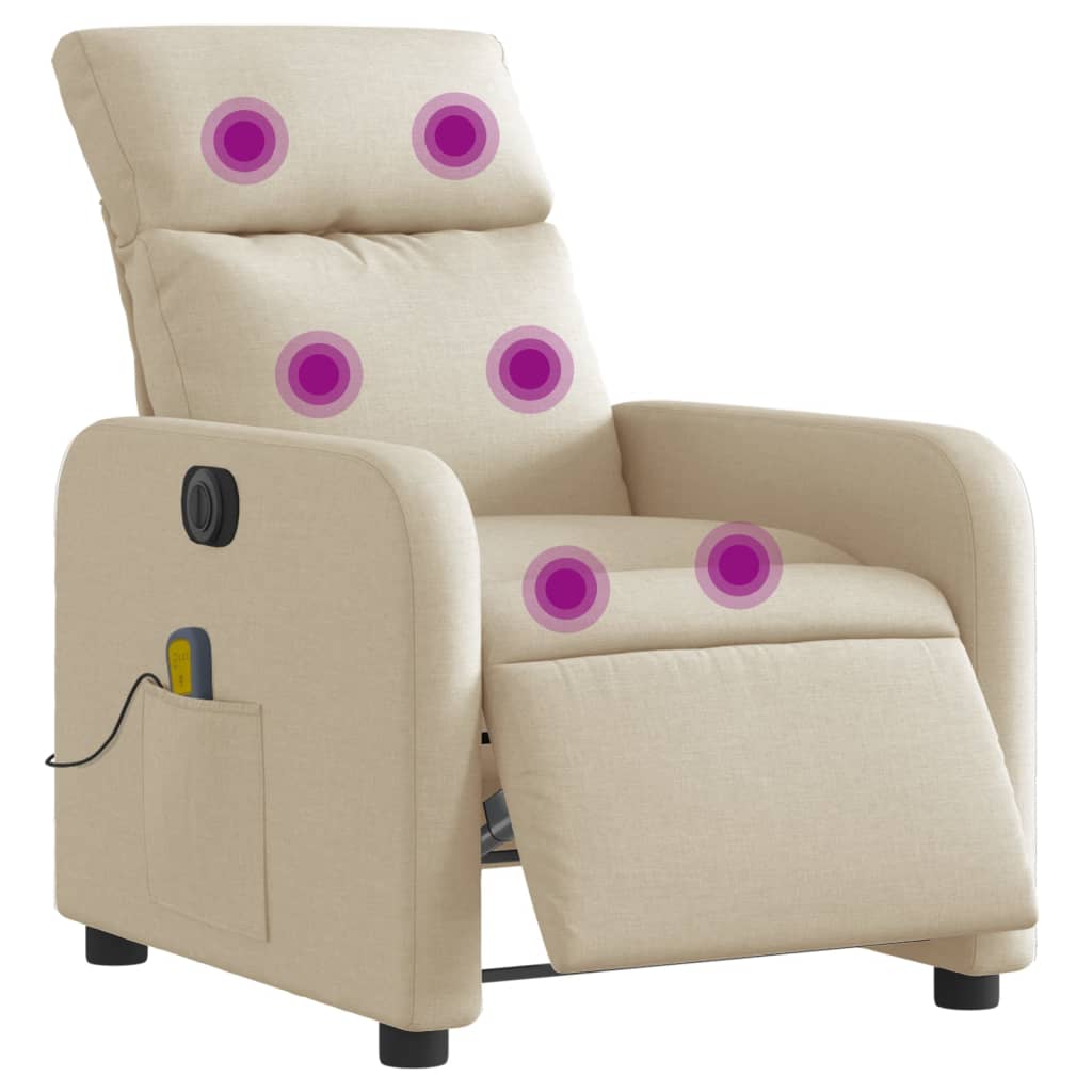 Massagestoel elektrisch verstelbaar stof crèmekleurig is nu te koop bij PeponiXL, paradijselijk wonen!