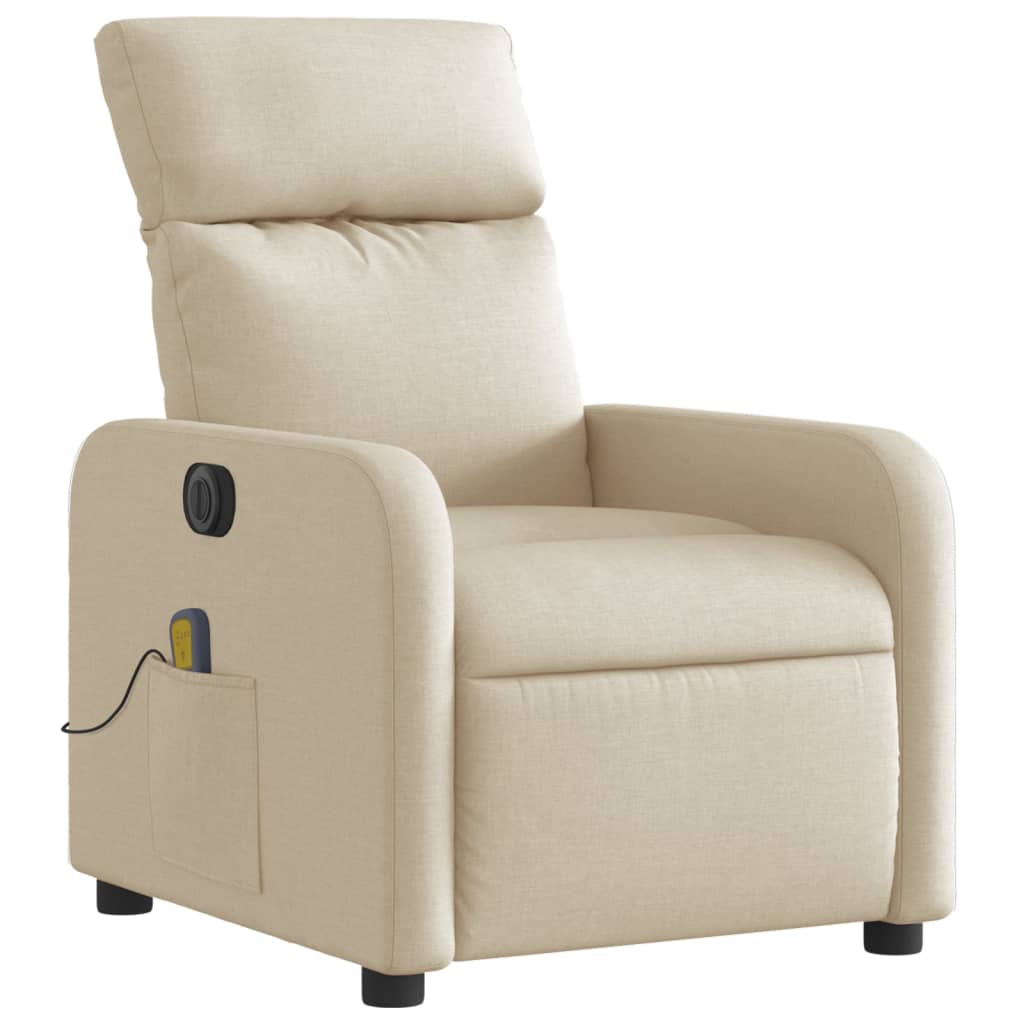 Massagestoel elektrisch verstelbaar stof crèmekleurig is nu te koop bij PeponiXL, paradijselijk wonen!