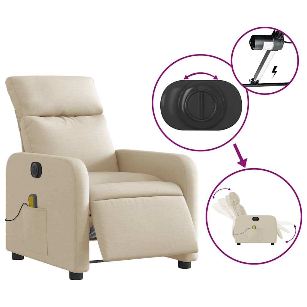 Massagestoel elektrisch verstelbaar stof crèmekleurig is nu te koop bij PeponiXL, paradijselijk wonen!