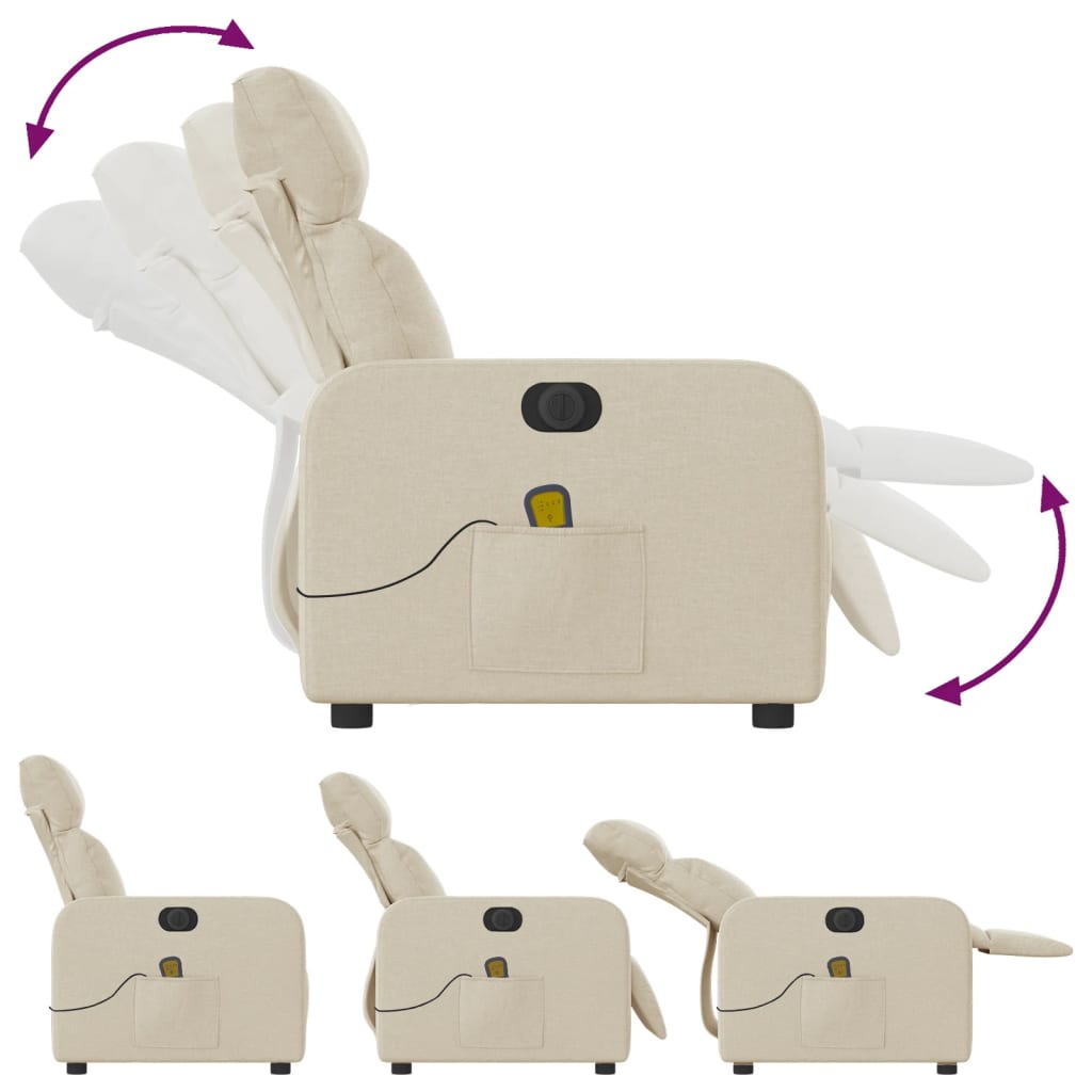 Massagestoel elektrisch verstelbaar stof crèmekleurig is nu te koop bij PeponiXL, paradijselijk wonen!