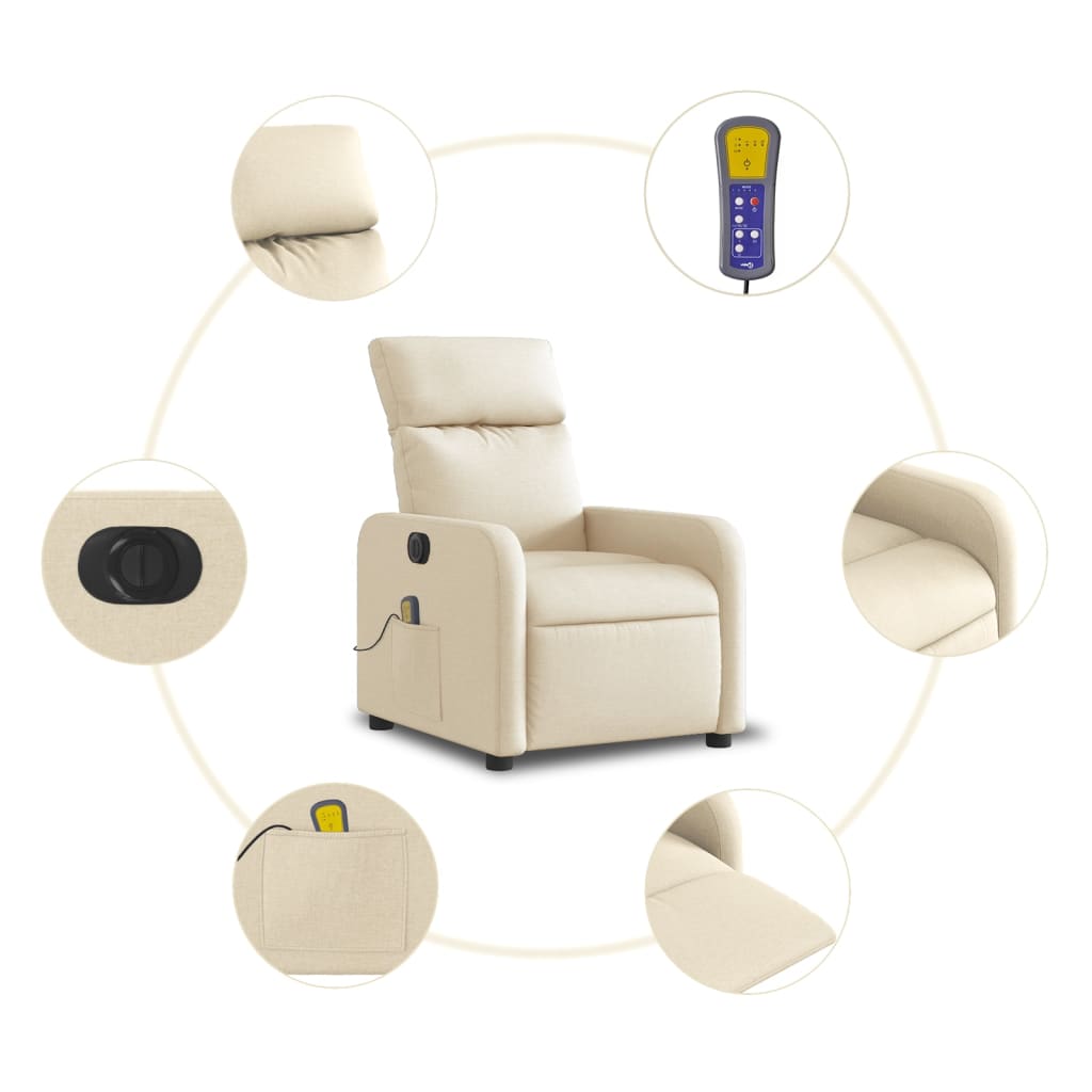 Massagestoel elektrisch verstelbaar stof crèmekleurig is nu te koop bij PeponiXL, paradijselijk wonen!