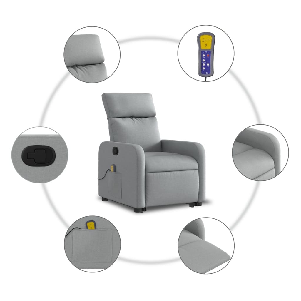 Sta-op-massagestoel verstelbaar stof lichtgrijs is nu te koop bij PeponiXL, paradijselijk wonen!
