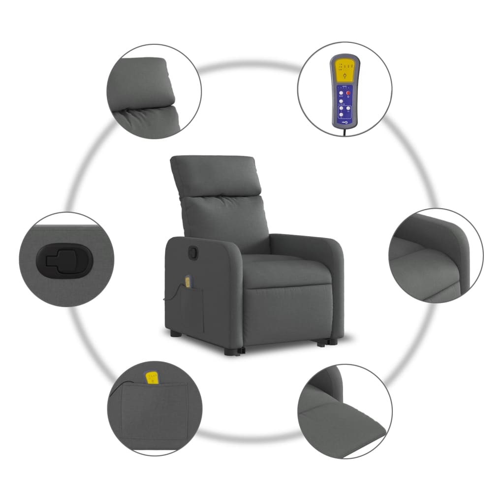 Sta-op-massagestoel verstelbaar stof donkergrijs is nu te koop bij PeponiXL, paradijselijk wonen!