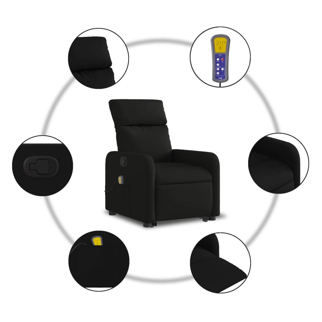 Sta-op-massagestoel verstelbaar stof zwart is nu te koop bij PeponiXL, paradijselijk wonen!
