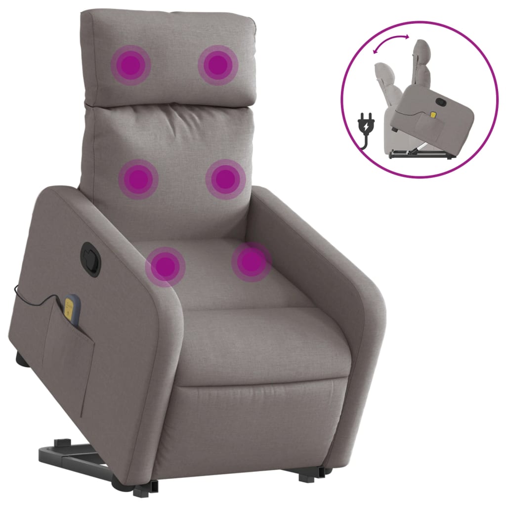 Sta-op-massagestoel verstelbaar stof taupe is nu te koop bij PeponiXL, paradijselijk wonen!