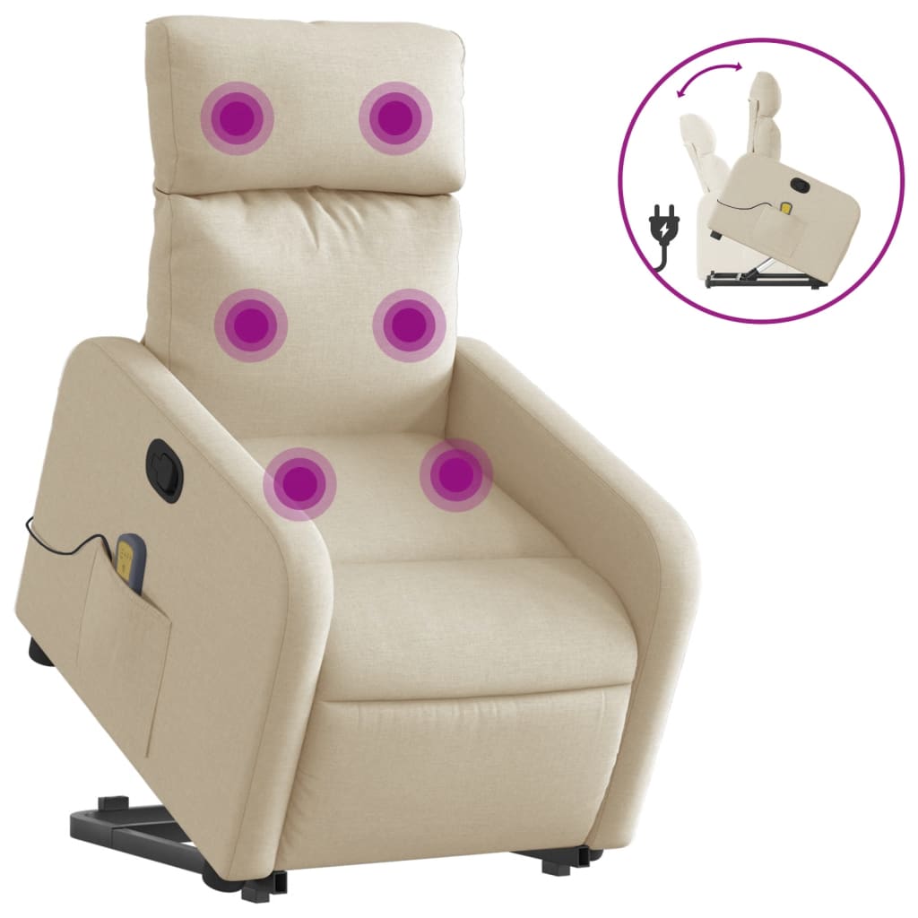 Sta-op-massagestoel verstelbaar stof crèmekleurig is nu te koop bij PeponiXL, paradijselijk wonen!