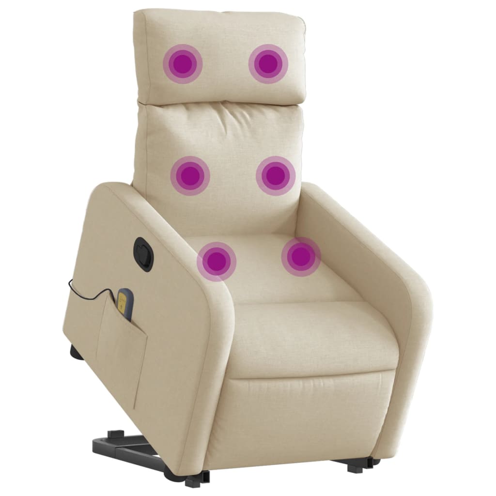 Sta-op-massagestoel verstelbaar stof crèmekleurig is nu te koop bij PeponiXL, paradijselijk wonen!
