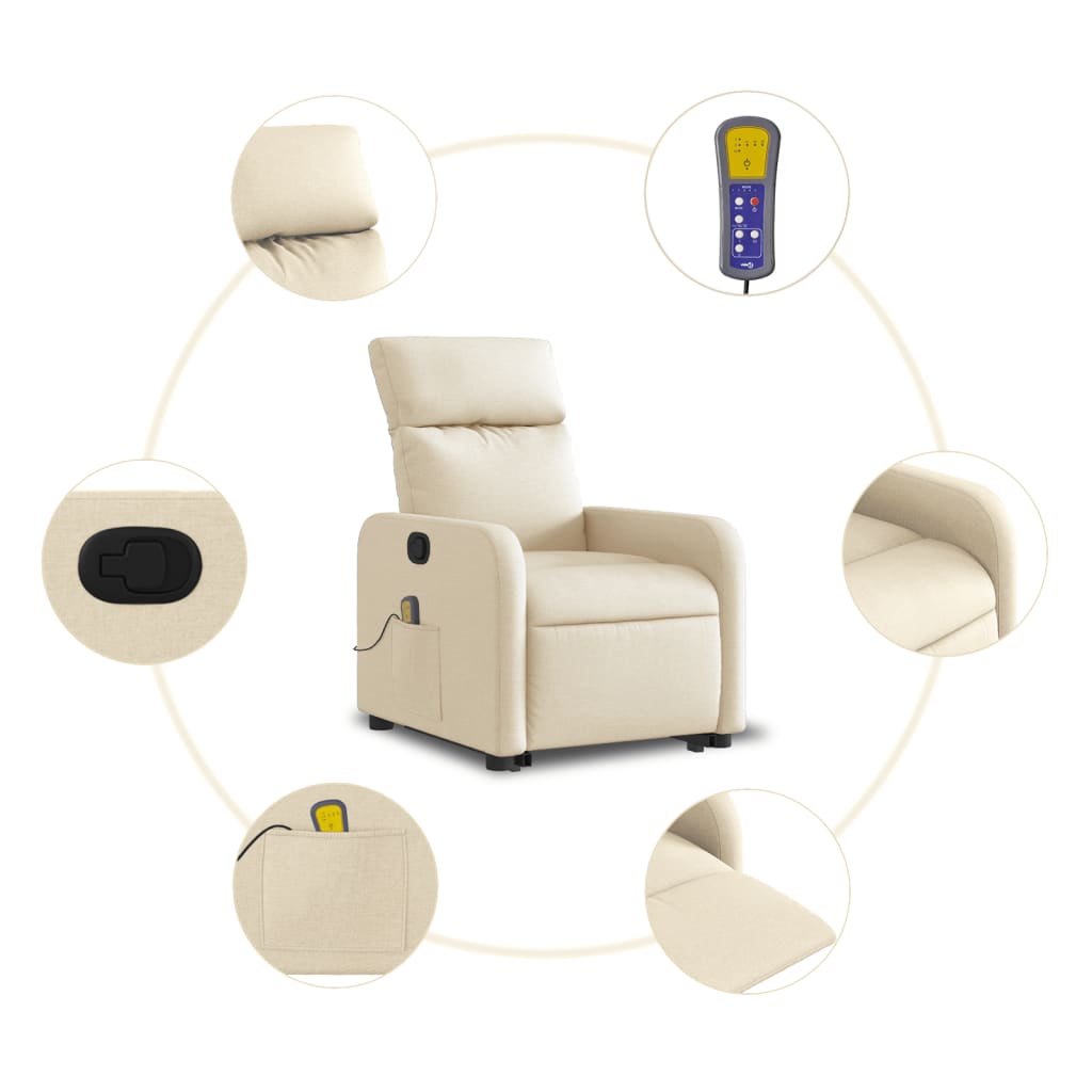 Sta-op-massagestoel verstelbaar stof crèmekleurig is nu te koop bij PeponiXL, paradijselijk wonen!