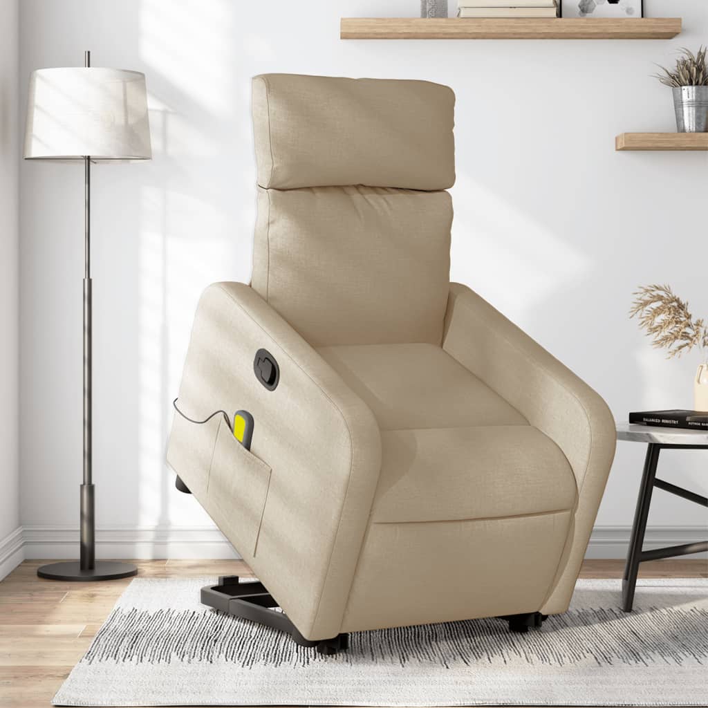 Sta-op-massagestoel verstelbaar stof crèmekleurig is nu te koop bij PeponiXL, paradijselijk wonen!