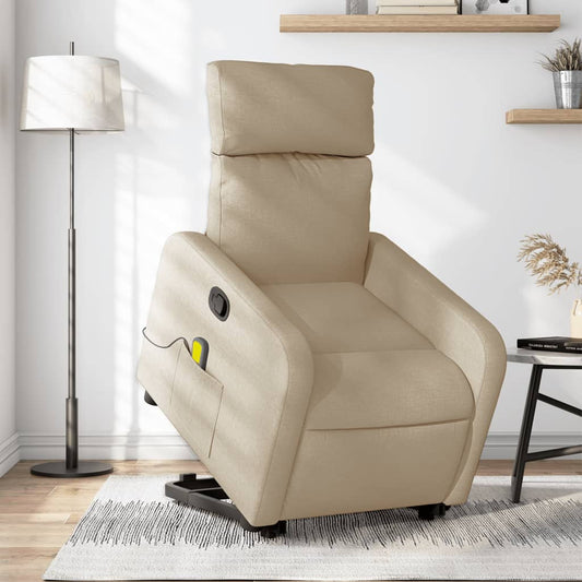 Sta-op-massagestoel verstelbaar stof crèmekleurig is nu te koop bij PeponiXL, paradijselijk wonen!