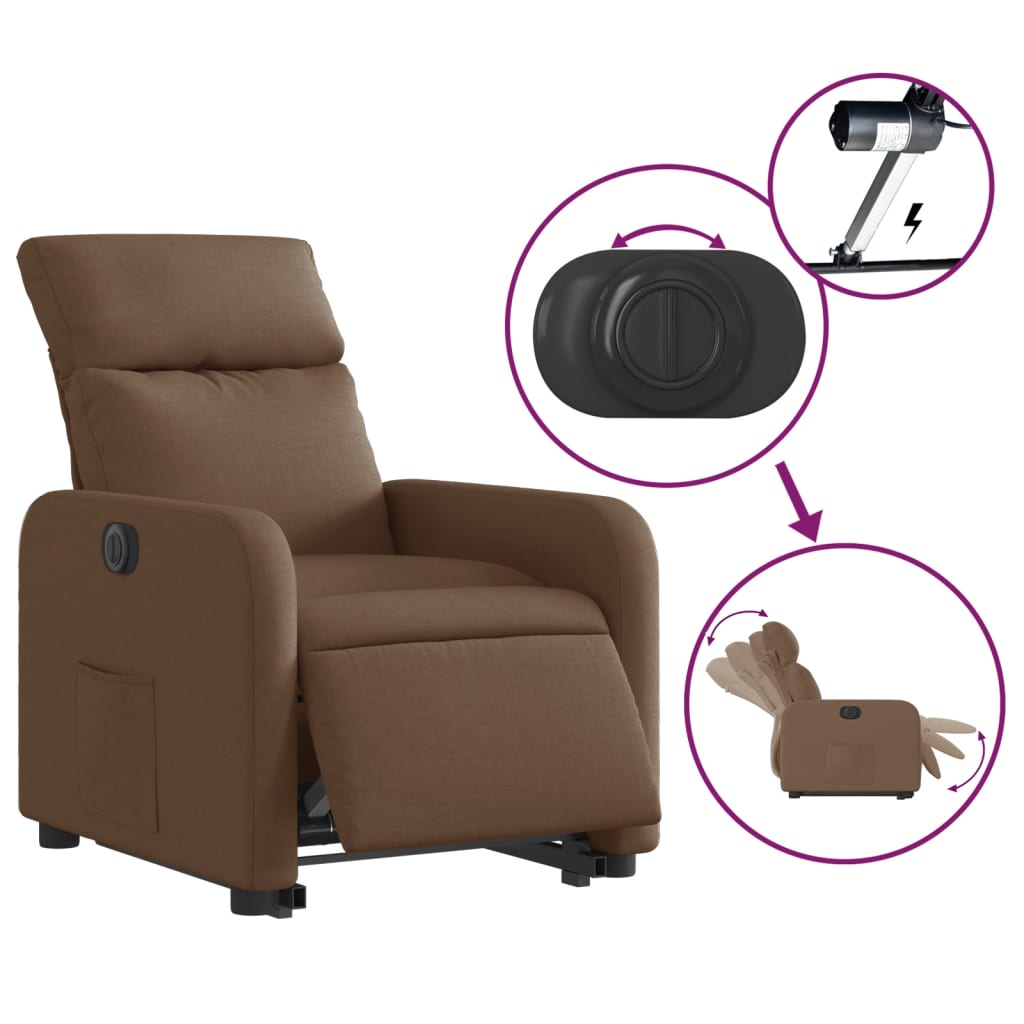 Sta-op-stoel elektrisch verstelbaar stof bruin is nu te koop bij PeponiXL, paradijselijk wonen!