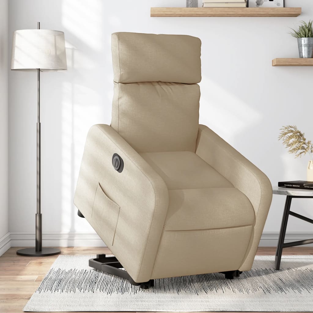 Sta-op-stoel elektrisch verstelbaar stof crèmekleurig is nu te koop bij PeponiXL, paradijselijk wonen!