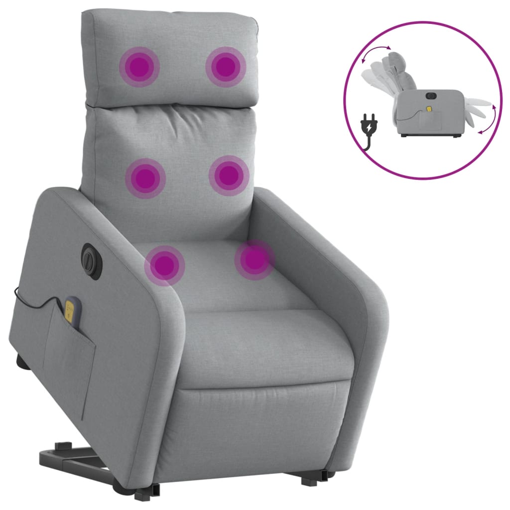 Sta-op-massagestoel elektrisch verstelbaar stof lichtgrijs is nu te koop bij PeponiXL, paradijselijk wonen!