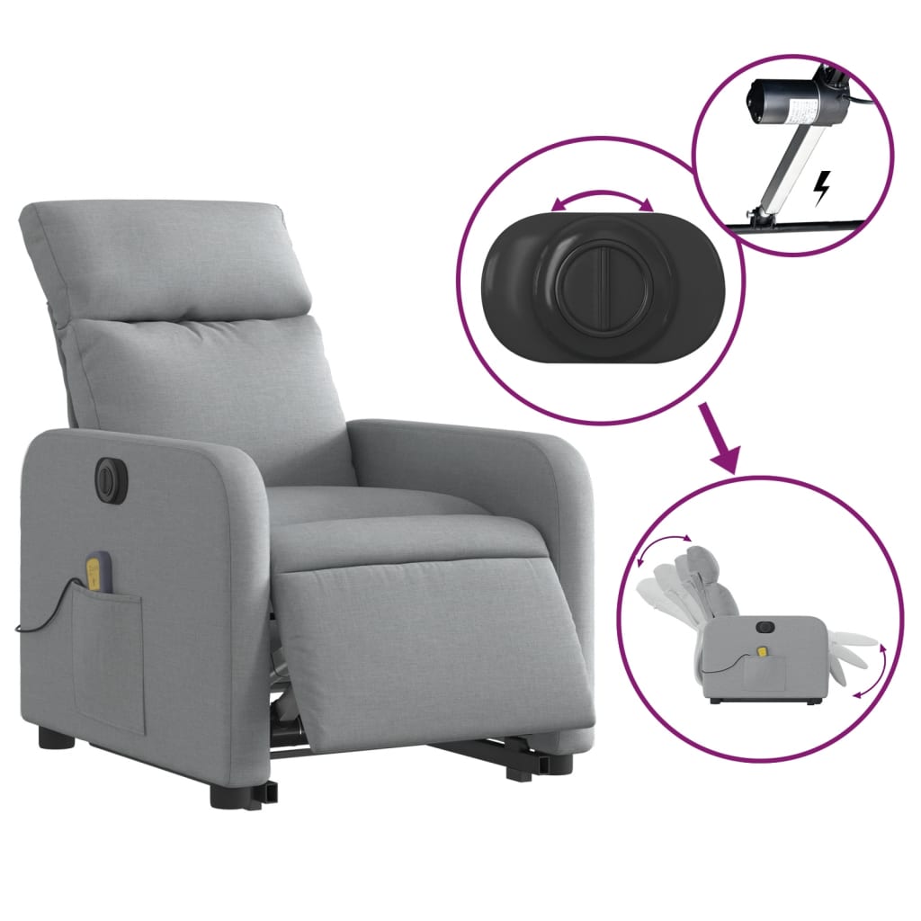 Sta-op-massagestoel elektrisch verstelbaar stof lichtgrijs is nu te koop bij PeponiXL, paradijselijk wonen!