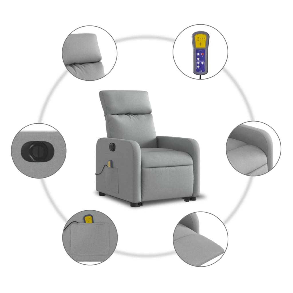 Sta-op-massagestoel elektrisch verstelbaar stof lichtgrijs is nu te koop bij PeponiXL, paradijselijk wonen!