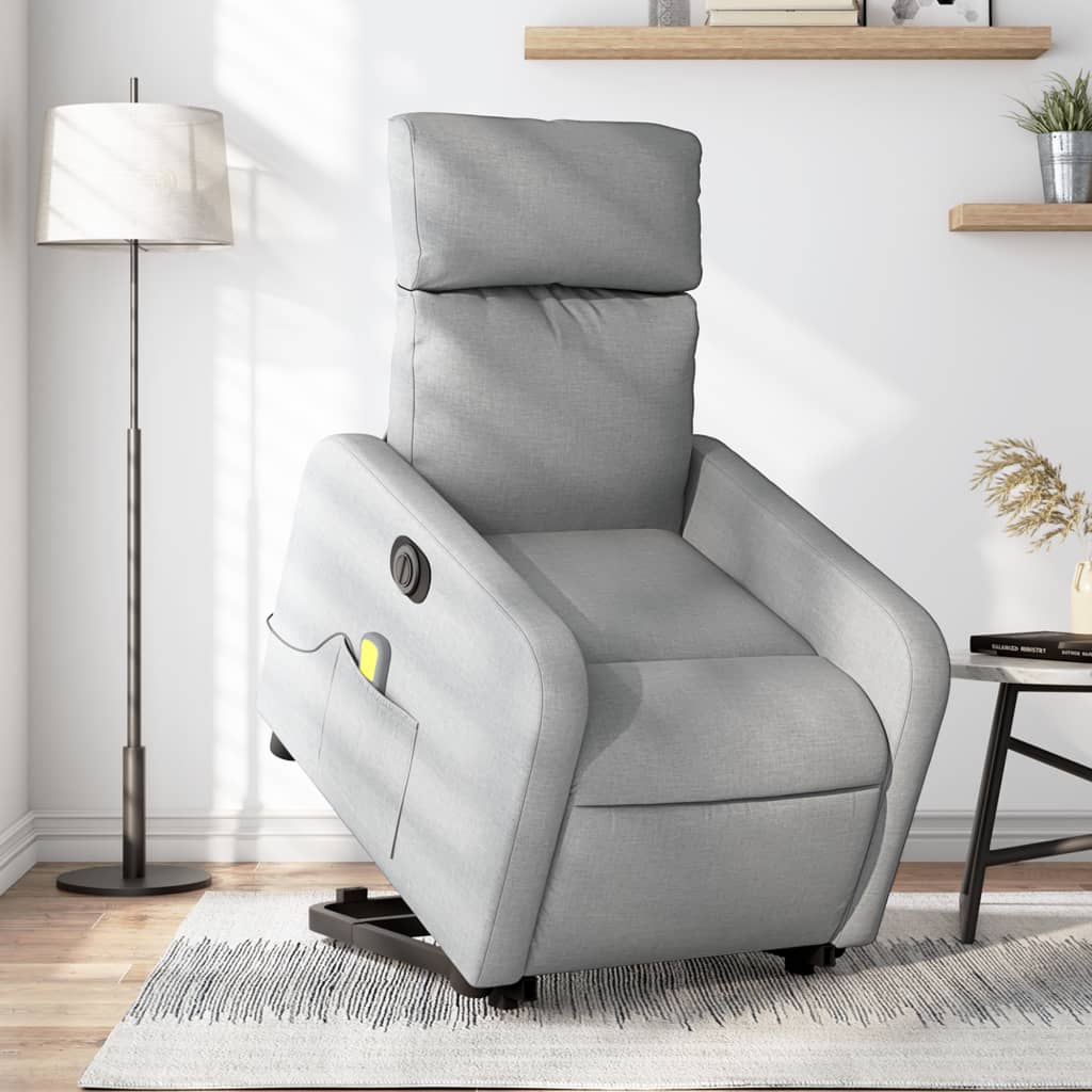Sta-op-massagestoel elektrisch verstelbaar stof lichtgrijs is nu te koop bij PeponiXL, paradijselijk wonen!