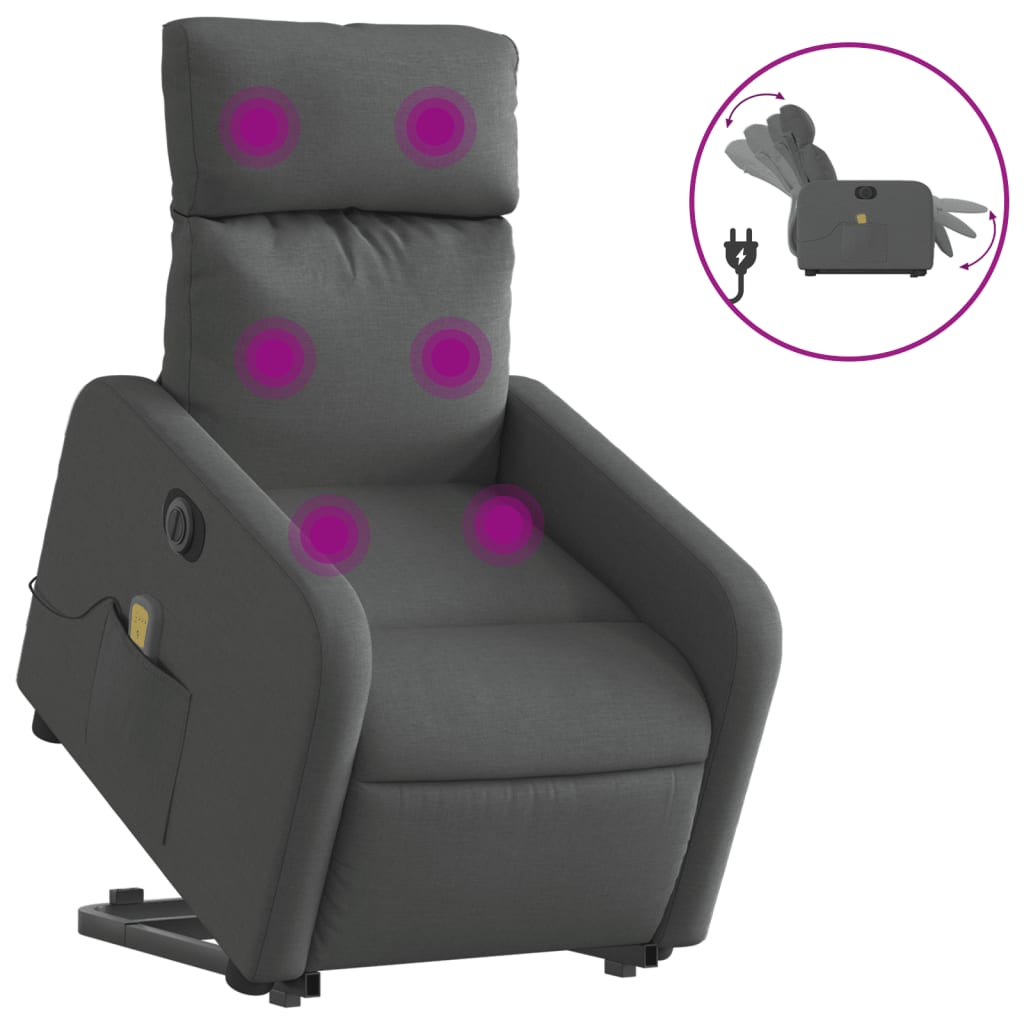 Sta-op-massagestoel elektrisch verstelbaar stof donkergrijs is nu te koop bij PeponiXL, paradijselijk wonen!
