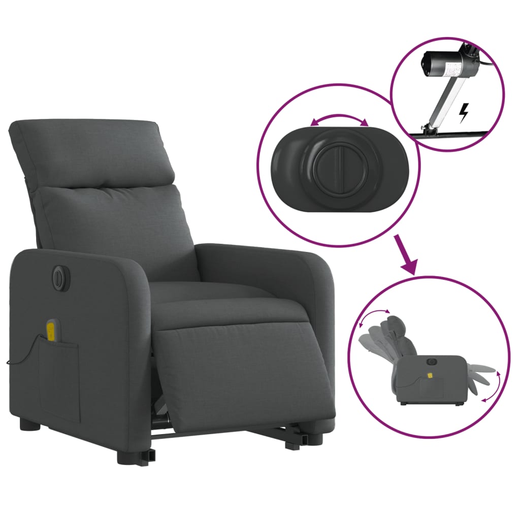 Sta-op-massagestoel elektrisch verstelbaar stof donkergrijs is nu te koop bij PeponiXL, paradijselijk wonen!
