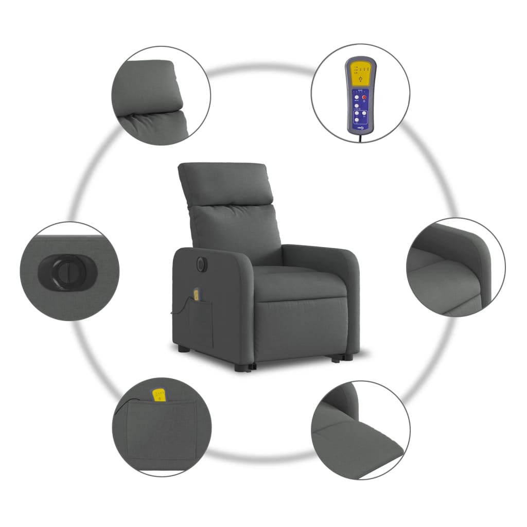Sta-op-massagestoel elektrisch verstelbaar stof donkergrijs is nu te koop bij PeponiXL, paradijselijk wonen!