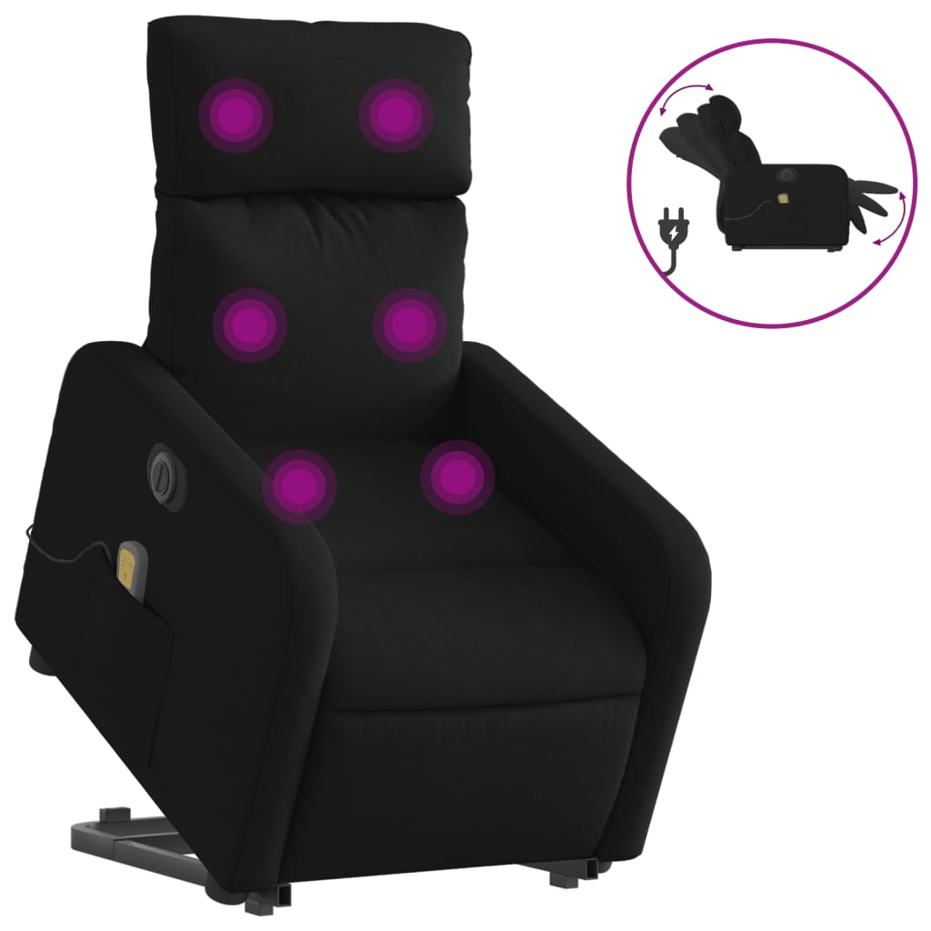 Sta-op-massagestoel elektrisch verstelbaar stof zwart is nu te koop bij PeponiXL, paradijselijk wonen!