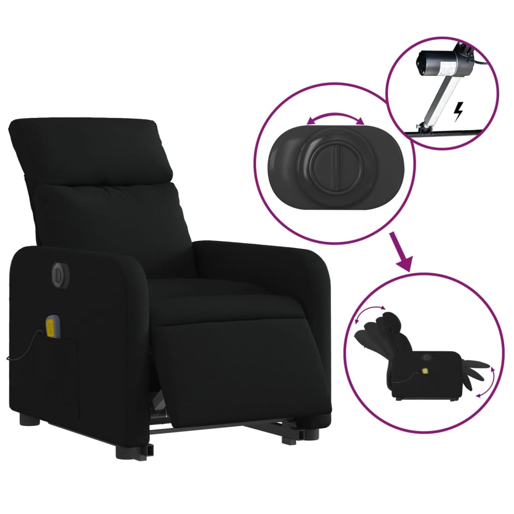 Sta-op-massagestoel elektrisch verstelbaar stof zwart is nu te koop bij PeponiXL, paradijselijk wonen!