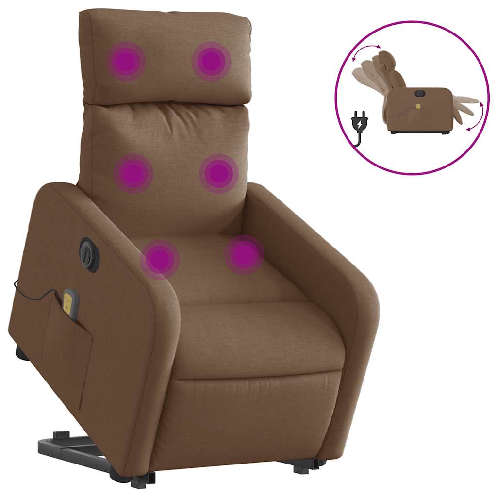 Sta-op-massagestoel elektrisch verstelbaar stof bruin is nu te koop bij PeponiXL, paradijselijk wonen!